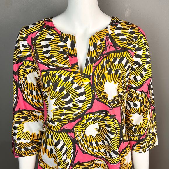 J Crew Tunic Dress Size  6 Pink Ratti Electric Kiwi Cotton Beach Coastal - Picture 6 of 10